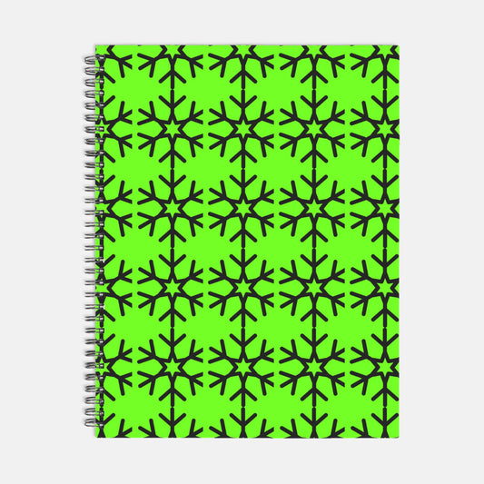 Green Snowflake Notebook Hardcover Spiral 8.5 x 11