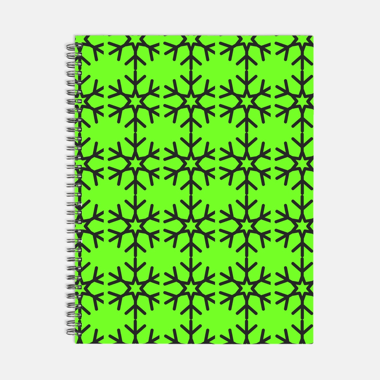 Green Snowflake Notebook Hardcover Spiral 8.5 x 11
