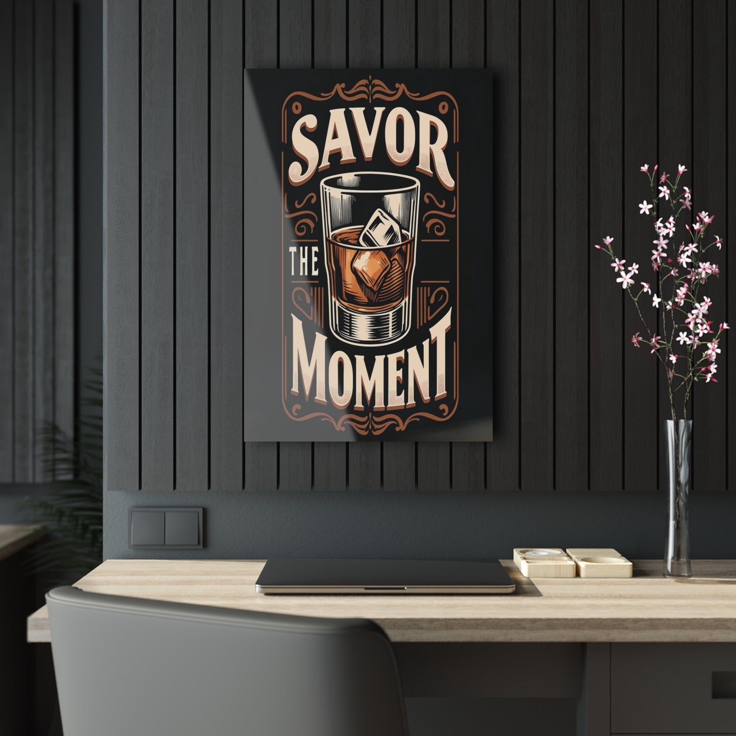 Savor the Moment Acrylic Print - Vintage Drink Decor for Home Bar & Relaxation
