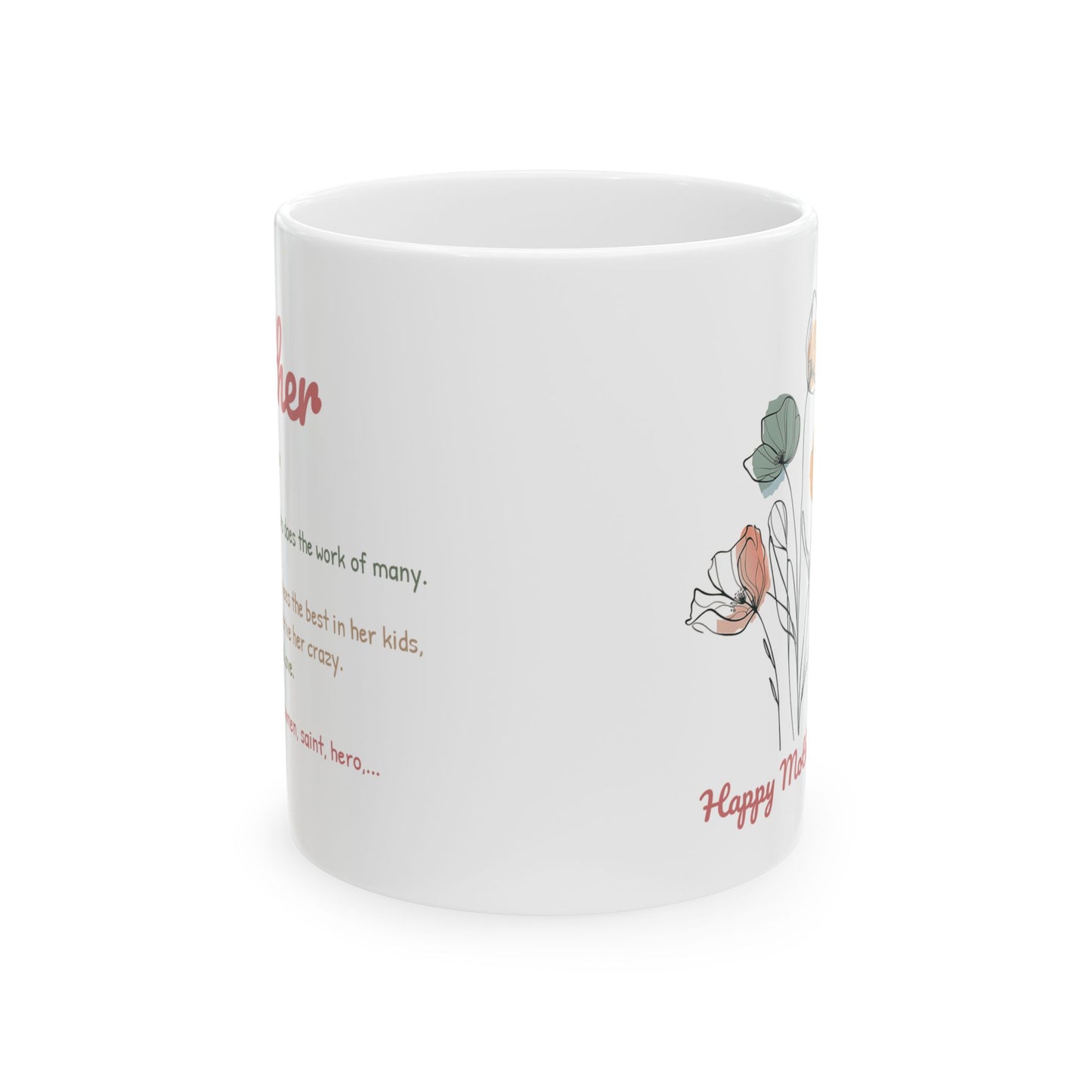 Perfect Mug Gift for Mother's Day - Inspirational Floral Ceramic Mug