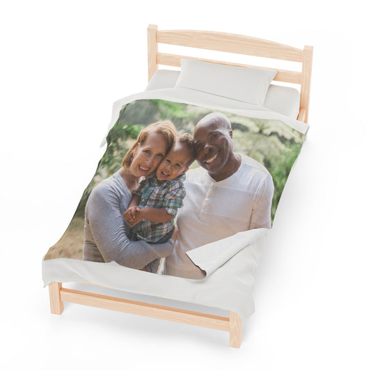 Personalized Family Photo Velveteen Plush Blanket