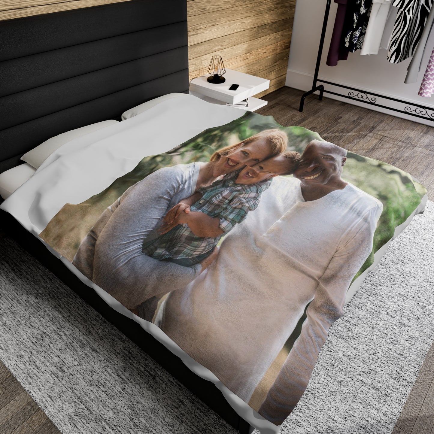 Personalized Family Photo Velveteen Plush Blanket