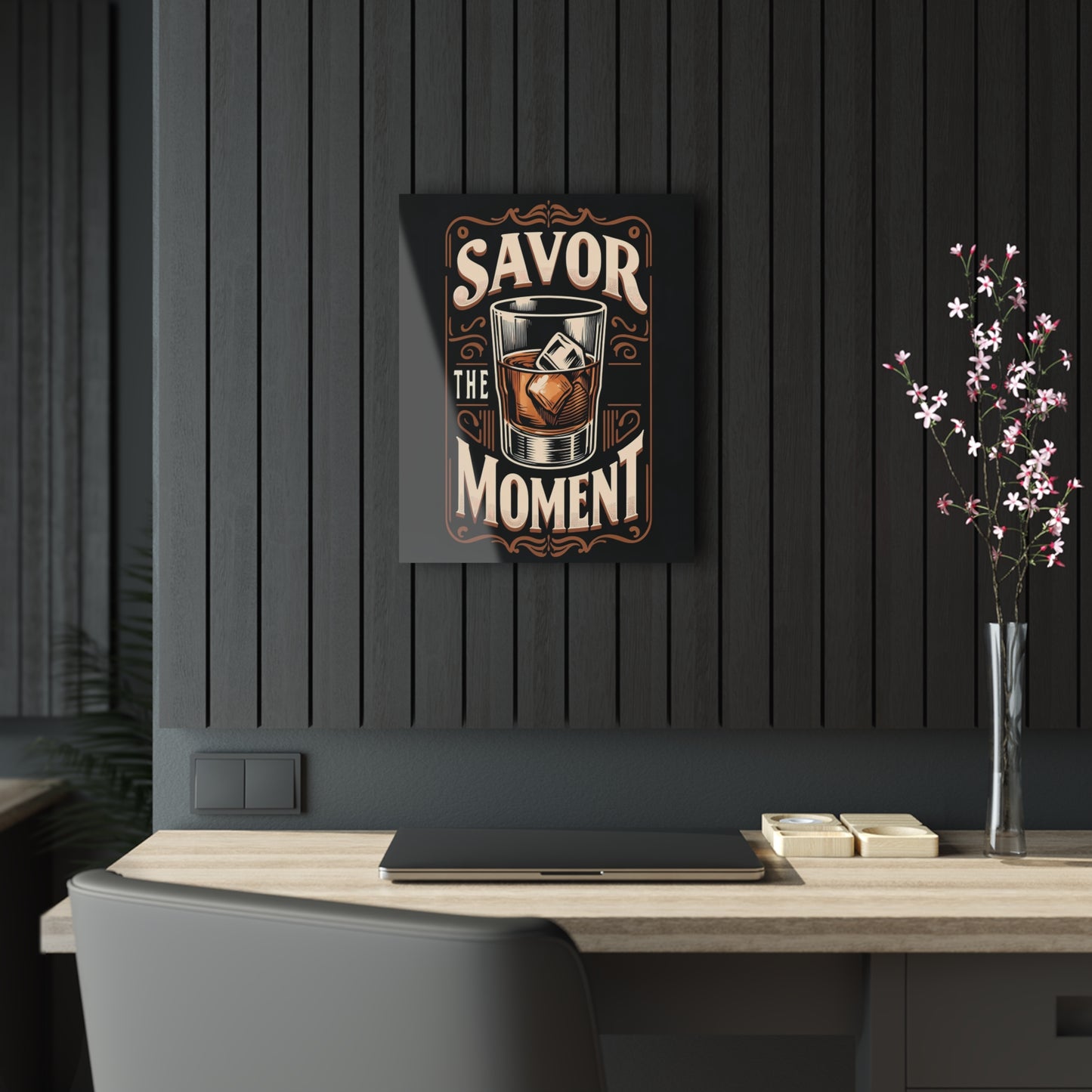 Savor the Moment Acrylic Print - Vintage Drink Decor for Home Bar & Relaxation