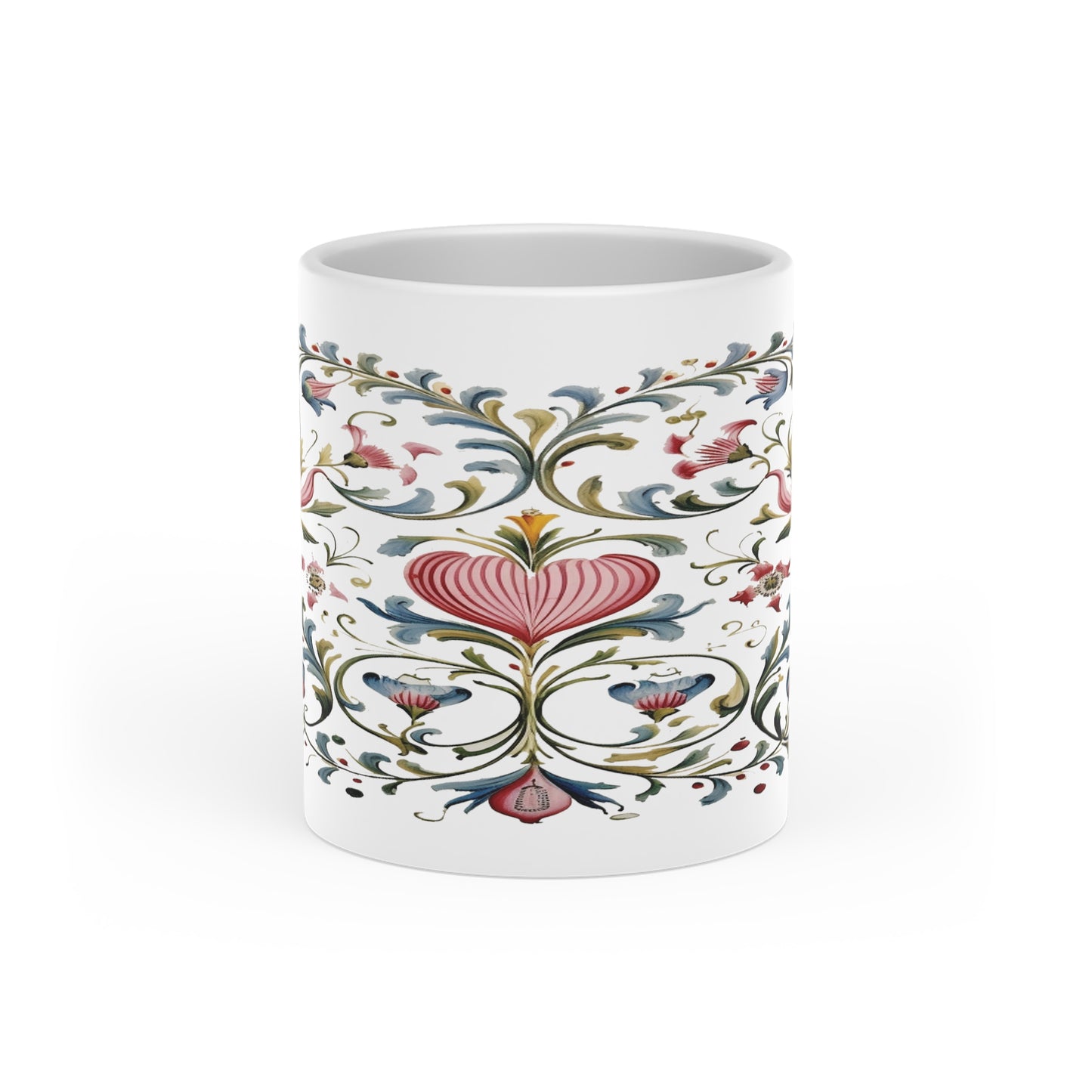 Floral Heart-Shaped Mug
