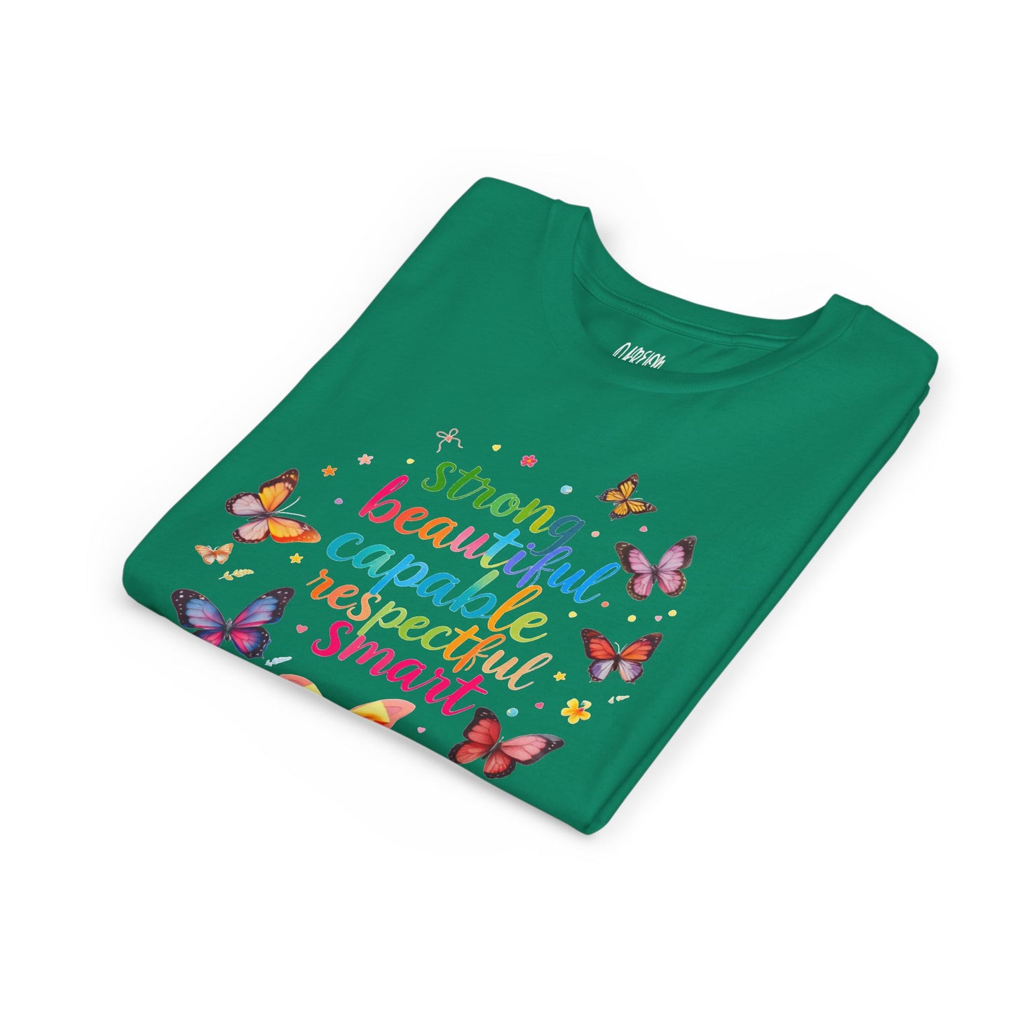 Empowerment Butterfly Youth Tee - Strong, Beautiful, Capable, Respectful, Smart