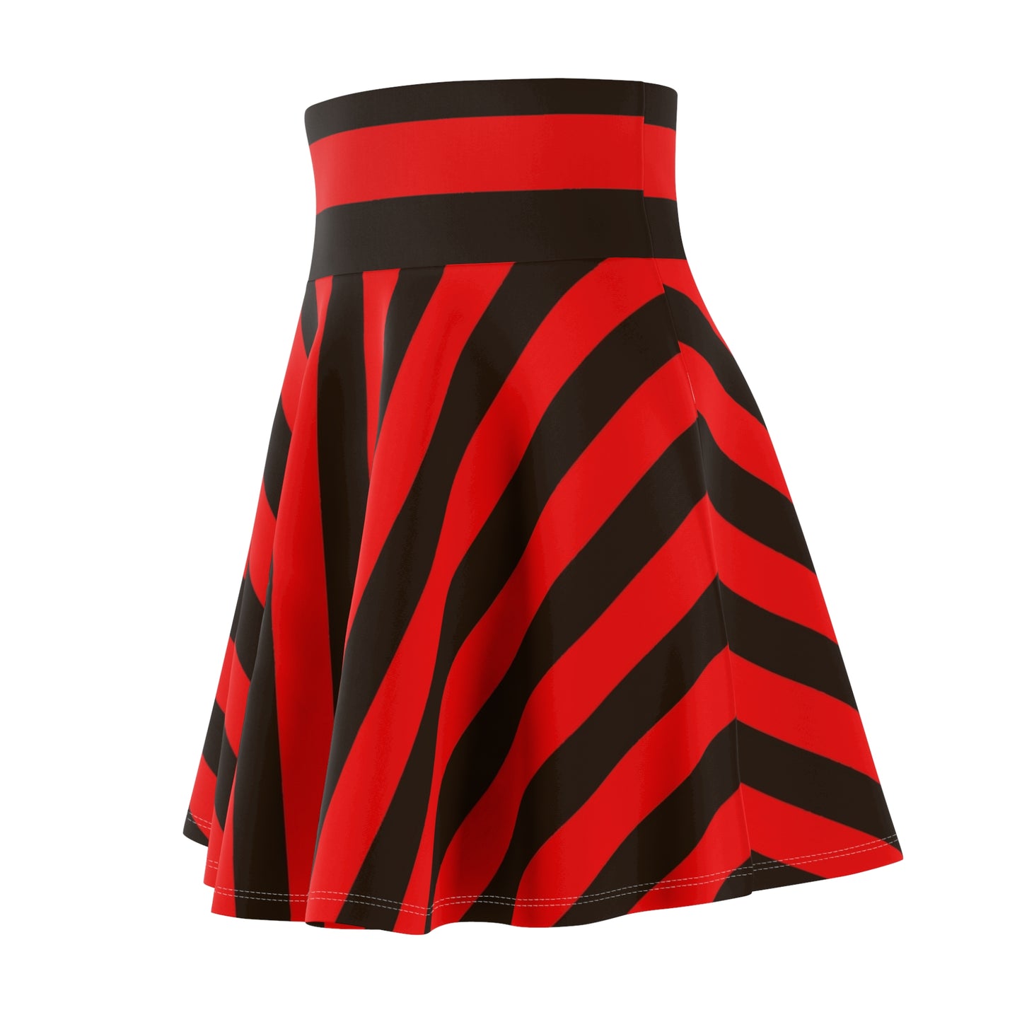 Red and Black Striped Women's Skater Skirt