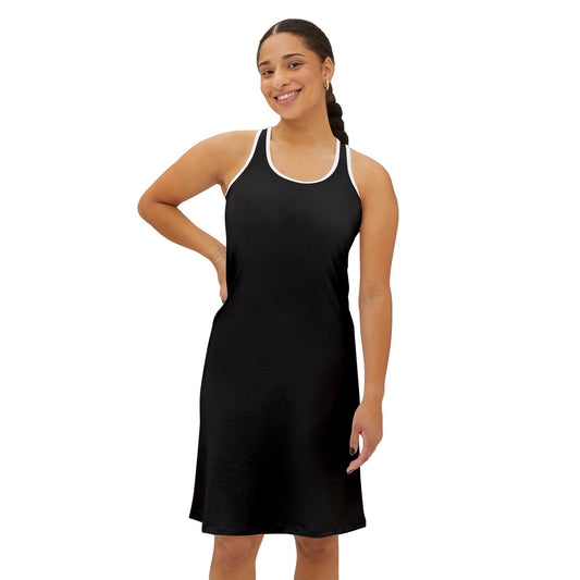 Elegant Women's Black Racerback Dress, Casual Summer Dress, Vacation Outfit, Outdoor Wear