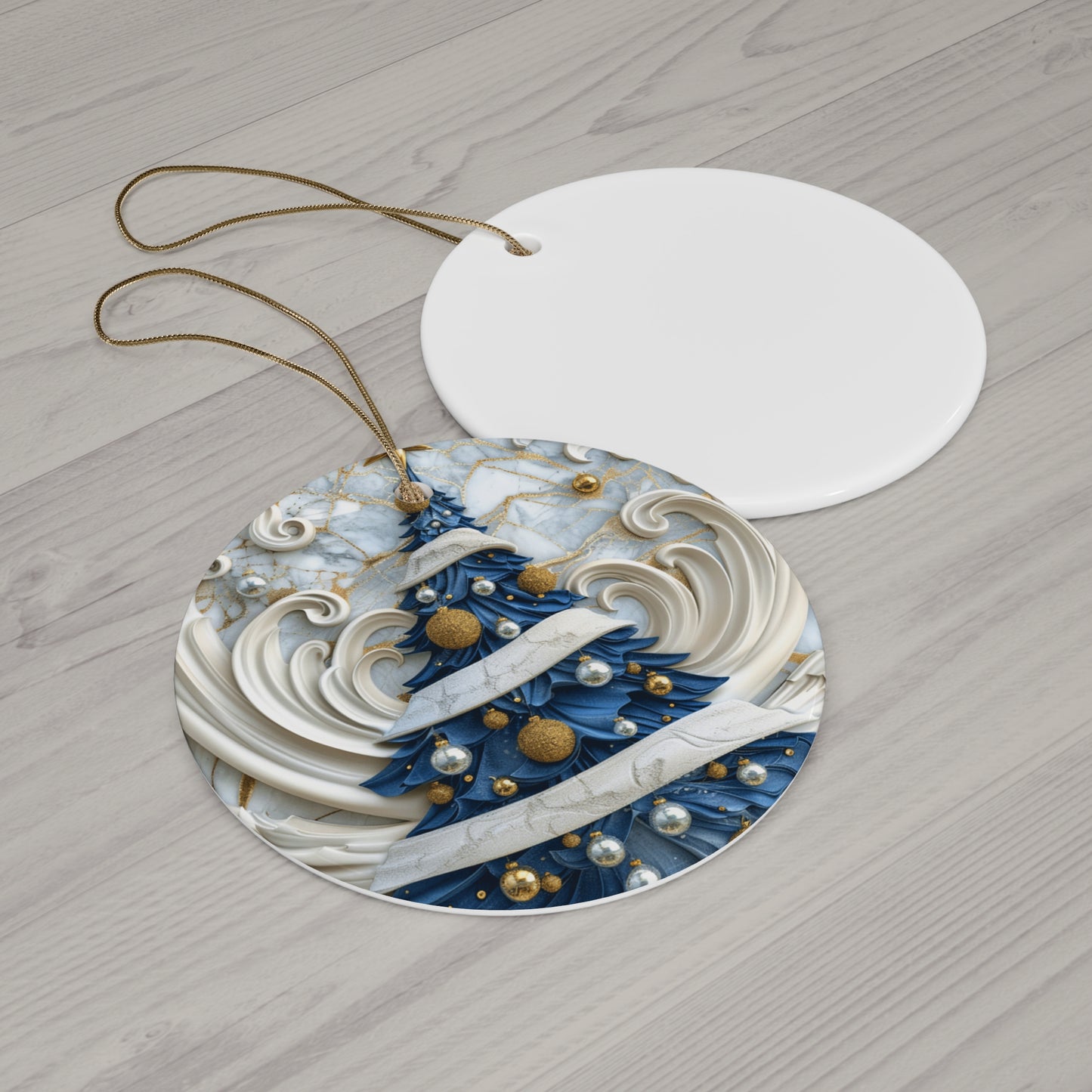 Elegant Ceramic Christmas Ornament - Blue Tree Design, Perfect Holiday Decoration