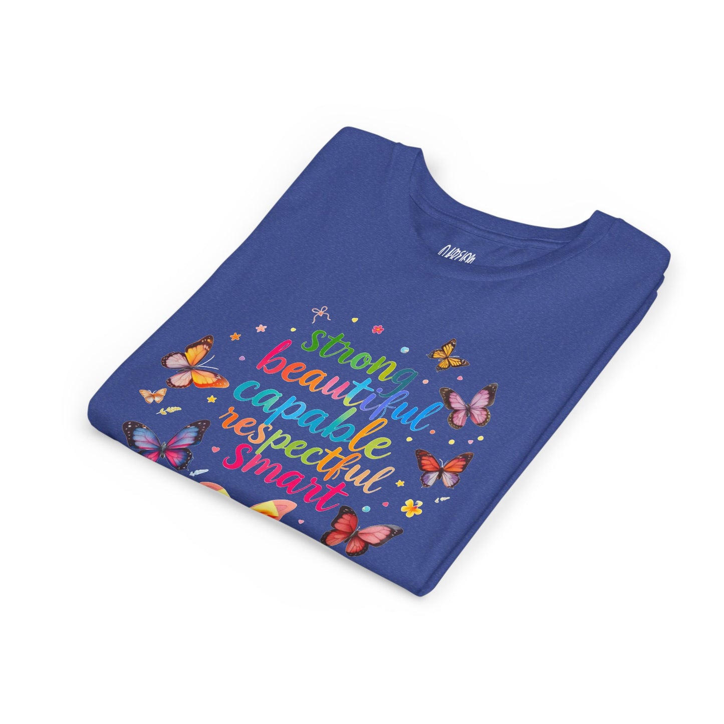 Empowerment Butterfly Youth Tee - Strong, Beautiful, Capable, Respectful, Smart