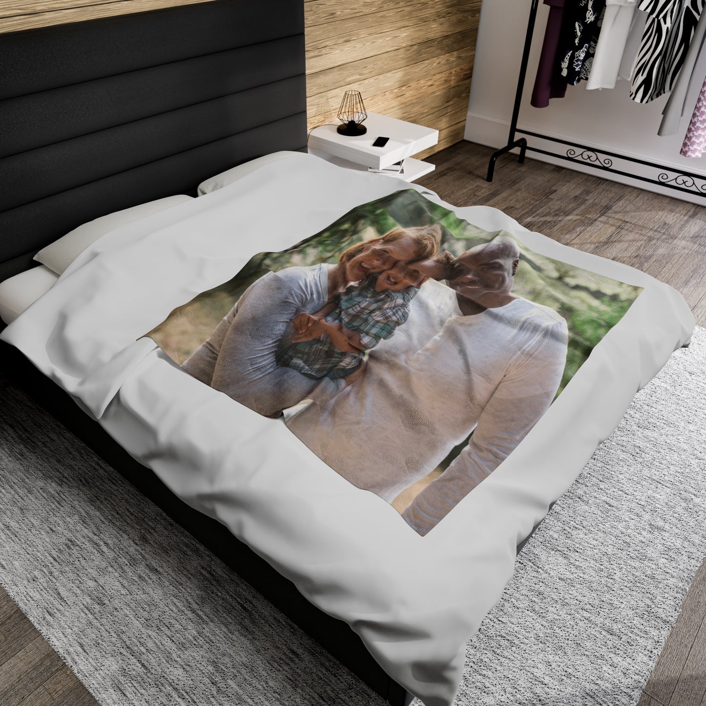 Personalized Family Photo Velveteen Plush Blanket