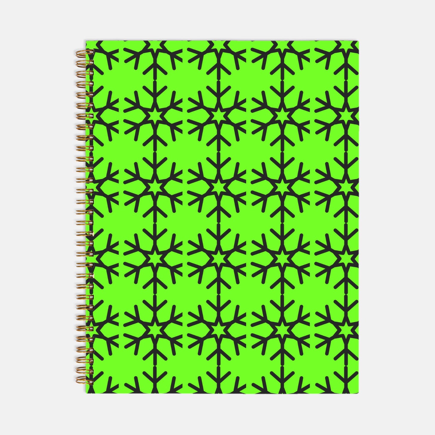 Green Snowflake Notebook Hardcover Spiral 8.5 x 11