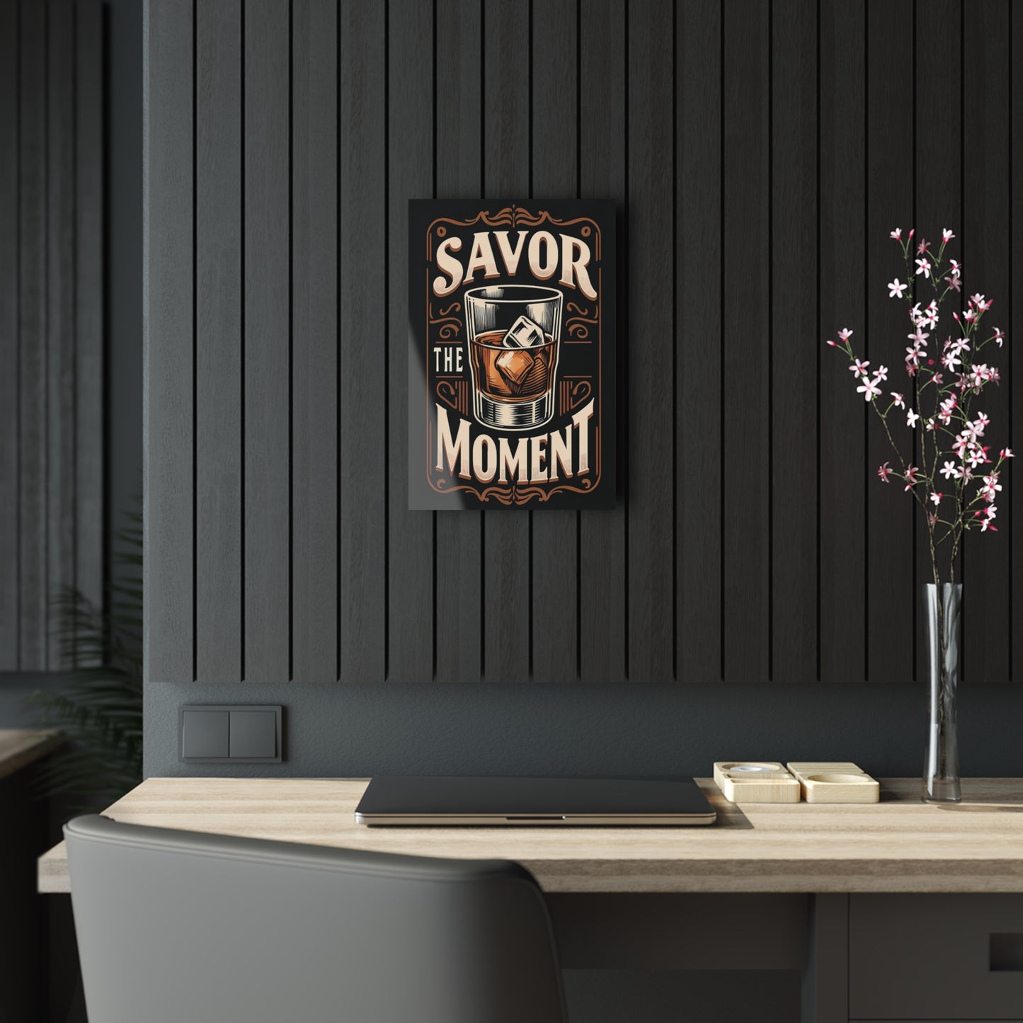 Savor the Moment Acrylic Print - Vintage Drink Decor for Home Bar & Relaxation