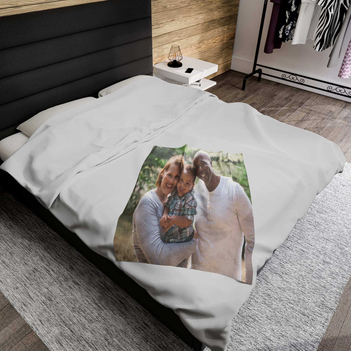 Personalized Family Photo Velveteen Plush Blanket