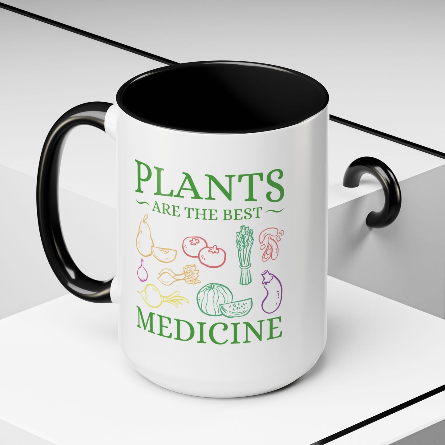 Green Therapy - Plants Are the Best Medicine Inner Color Coffee Mug (11, 15oz)