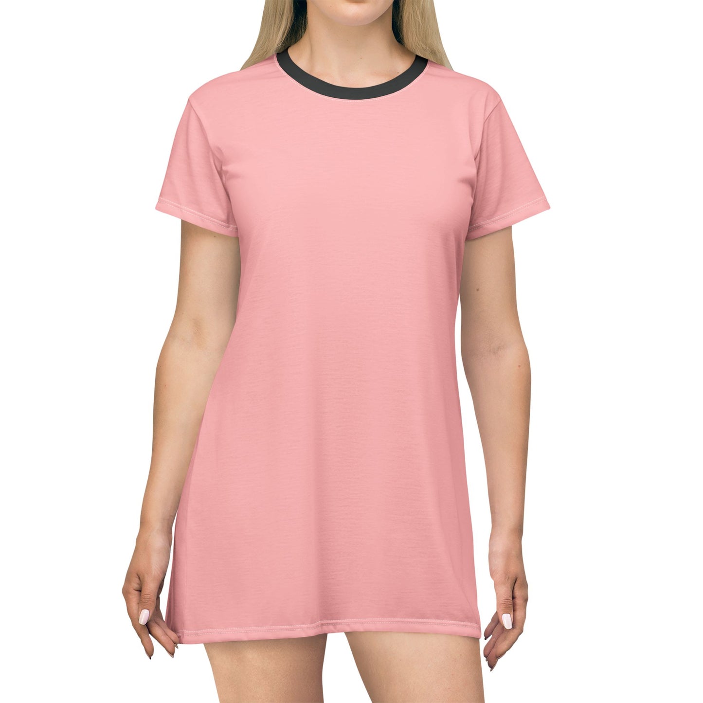 Pink Chic Casual T-Shirt Dress Everyday Wear, Comfortable Summer Outfit, Gift for Her, Trendy Fashion Piece