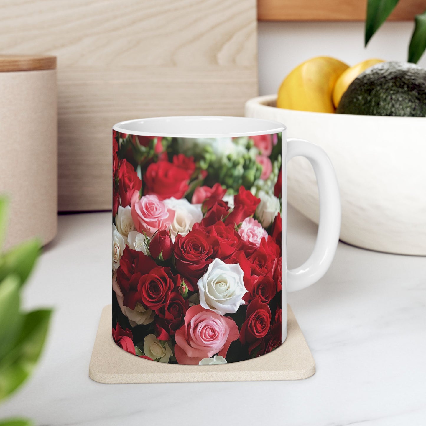 Floral Rose Ceramic Mug - 11oz & 15oz | Perfect for Gifts & Celebrations