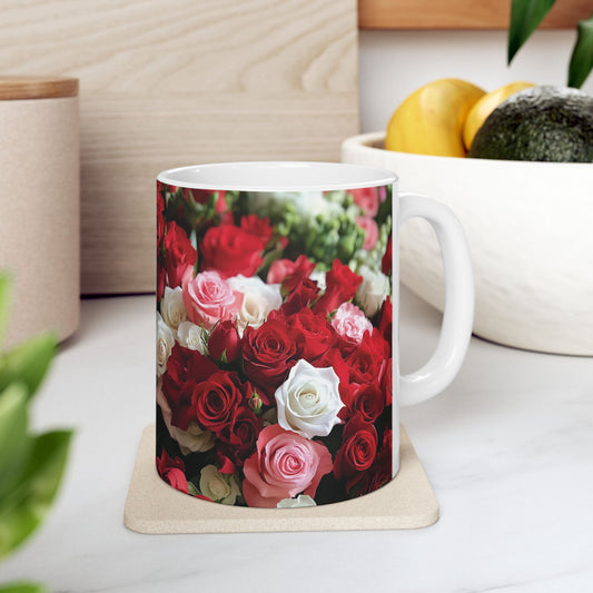 Floral Rose Ceramic Mug - 11oz & 15oz | Perfect for Gifts & Celebrations