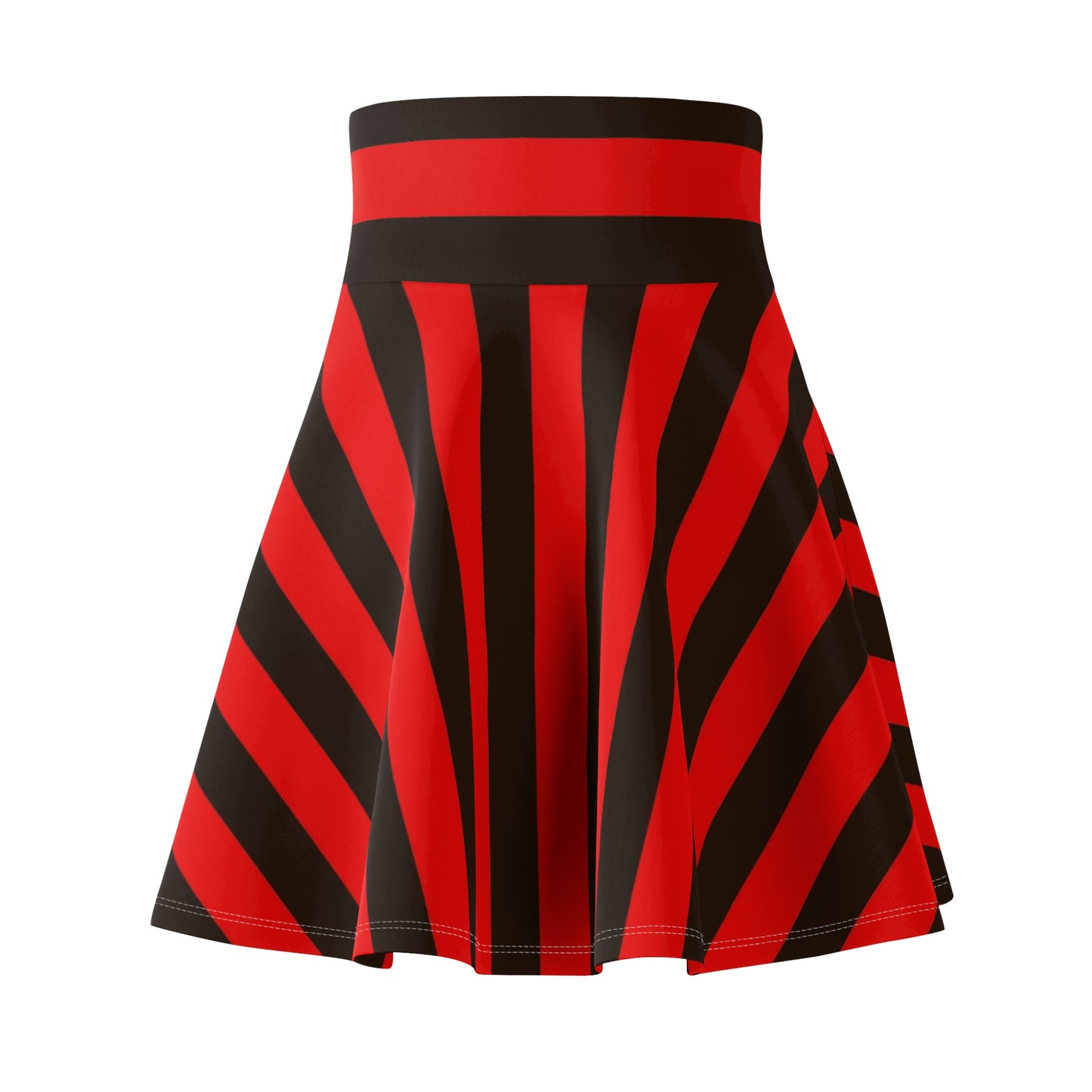 Red and Black Striped Women's Skater Skirt