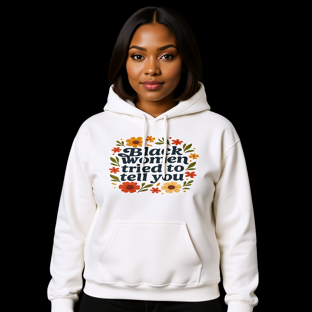 Empowering Floral Hoodie - Black Women Tried to Tell You, Unisex Sweatshirt, Gift for Her, Trendy Casual Wear, Women's Rights Apparel, Gift for Him