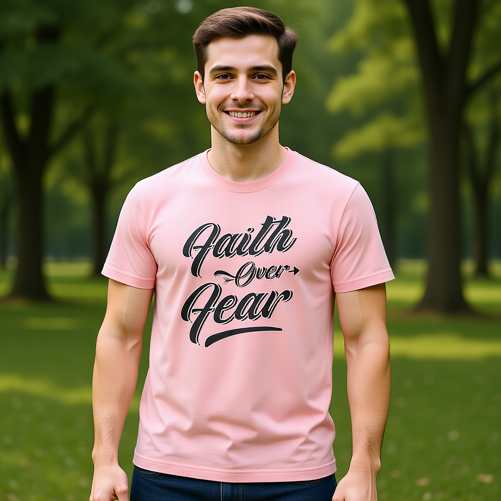 Faith Over Fear: Men’s Inspirational Bold Statement T-Shirt for Courage & Strength