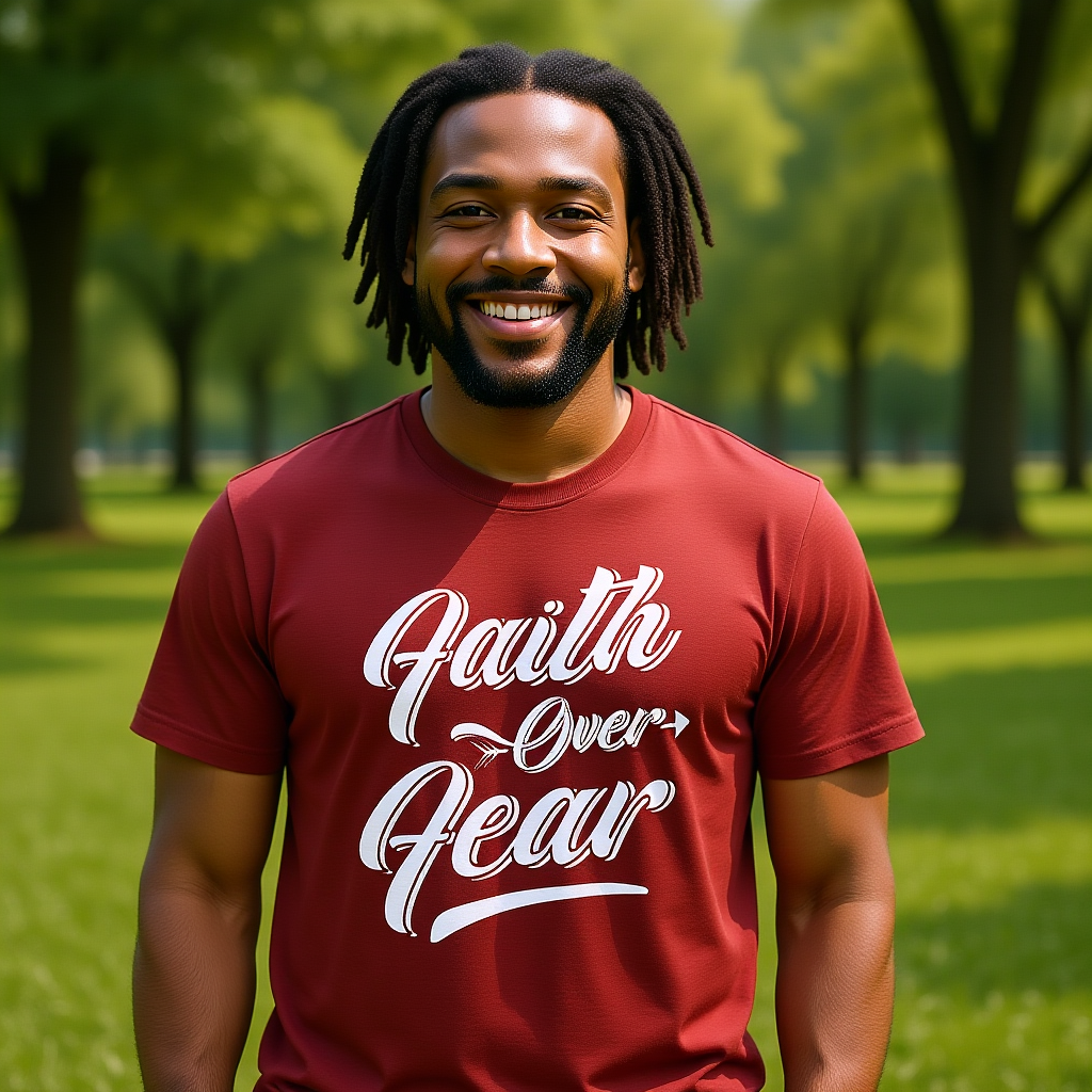 Faith Over Fear: Men’s Inspirational Bold Statement T-Shirt for Courage & Strength