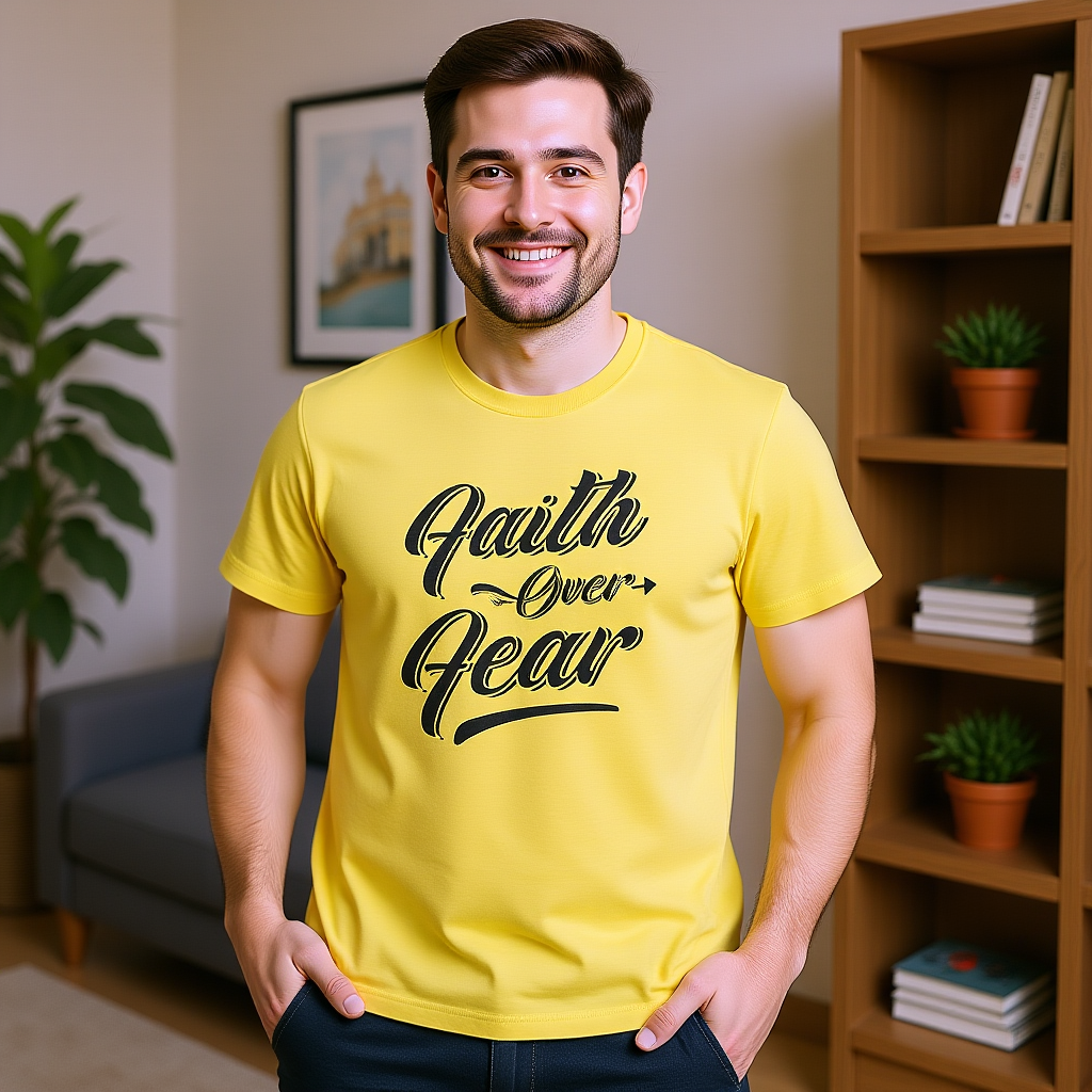Faith Over Fear: Men’s Inspirational Bold Statement T-Shirt for Courage & Strength