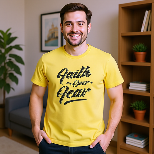 Faith Over Fear: Men’s Inspirational Bold Statement T-Shirt for Courage & Strength