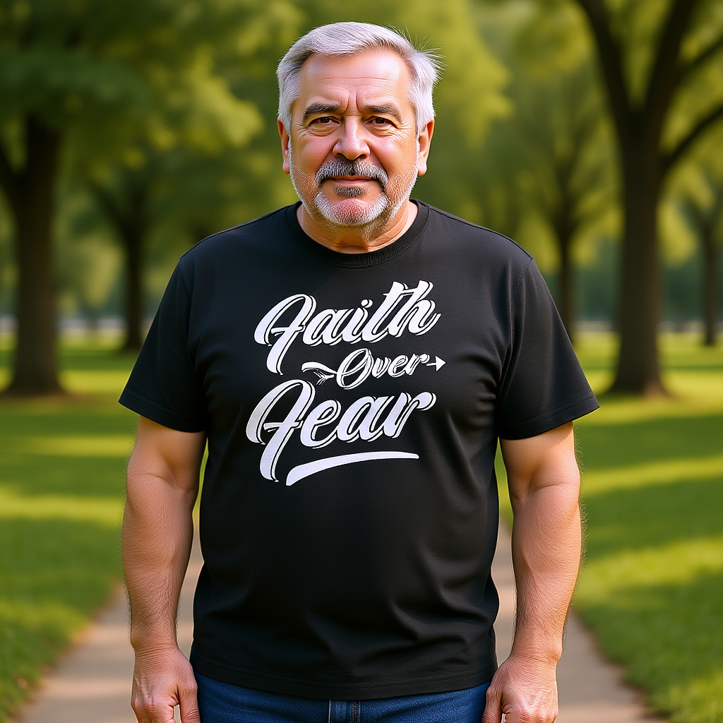 Faith Over Fear: Men’s Inspirational Bold Statement T-Shirt for Courage & Strength