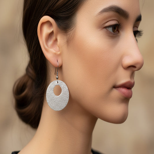 Handmade Silver Hammered Dangle Earrings