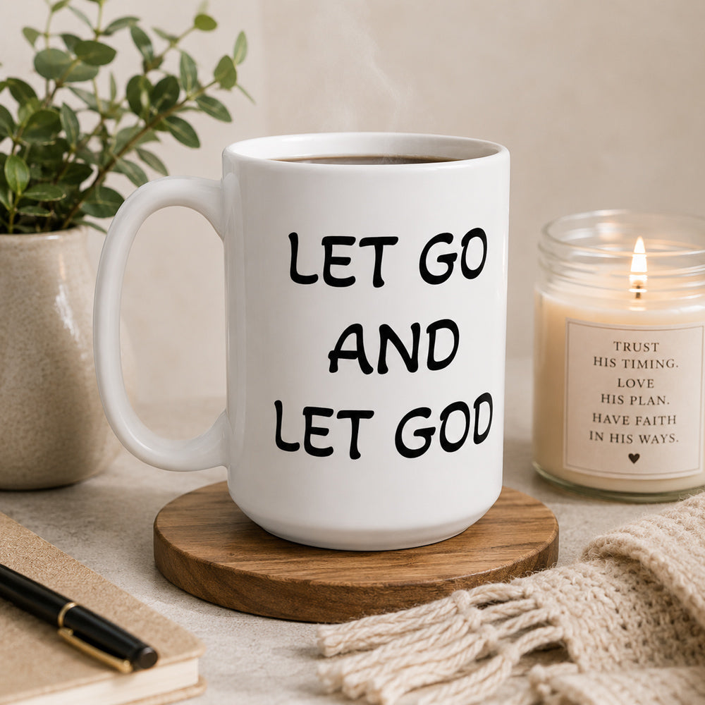 Let Go and Let God Mug | Inspirational Christian Coffee Cup for Faith & Encouragement