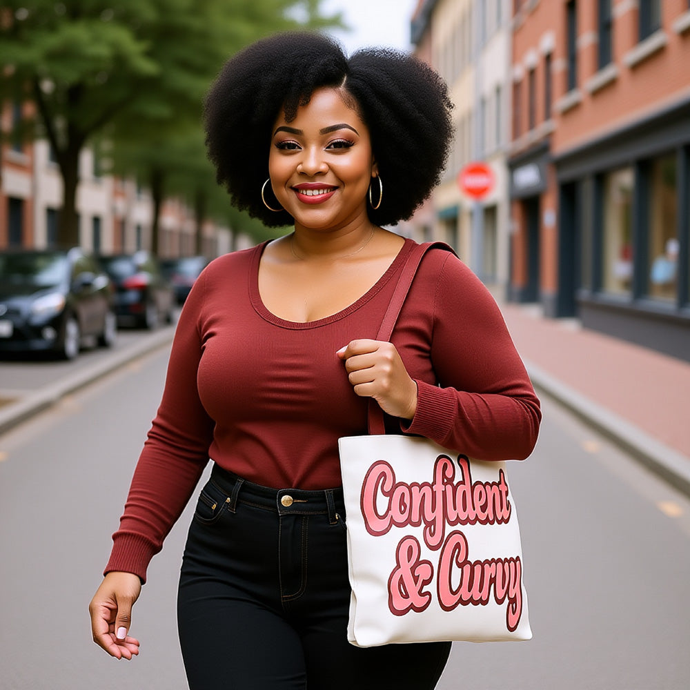 Confident & Curvy Tote Bag | Stylish Market Bag | Gift for Plus Size Advocates | Everyday Use | Fashion Accessory