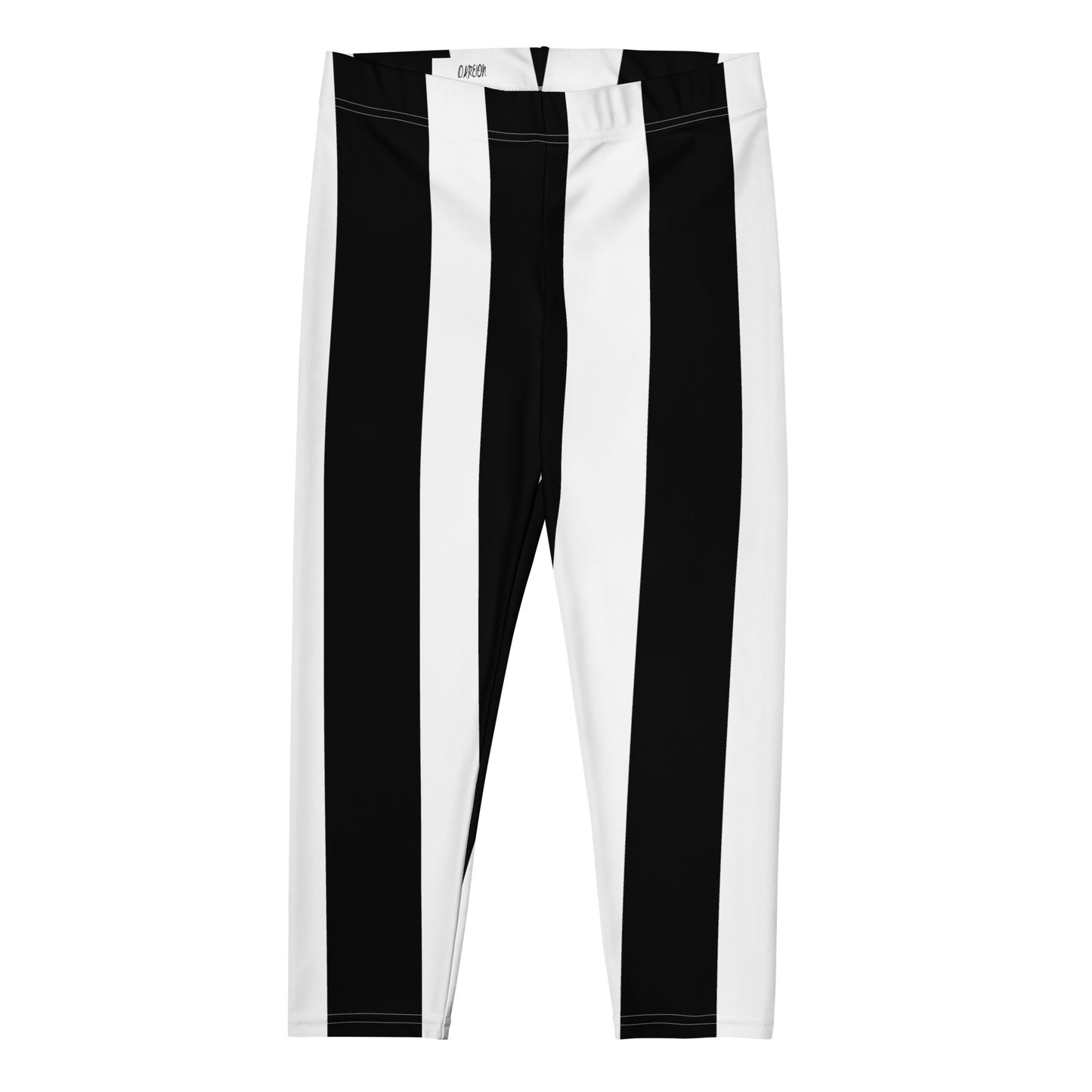 Black and White Striped Capri Leggings