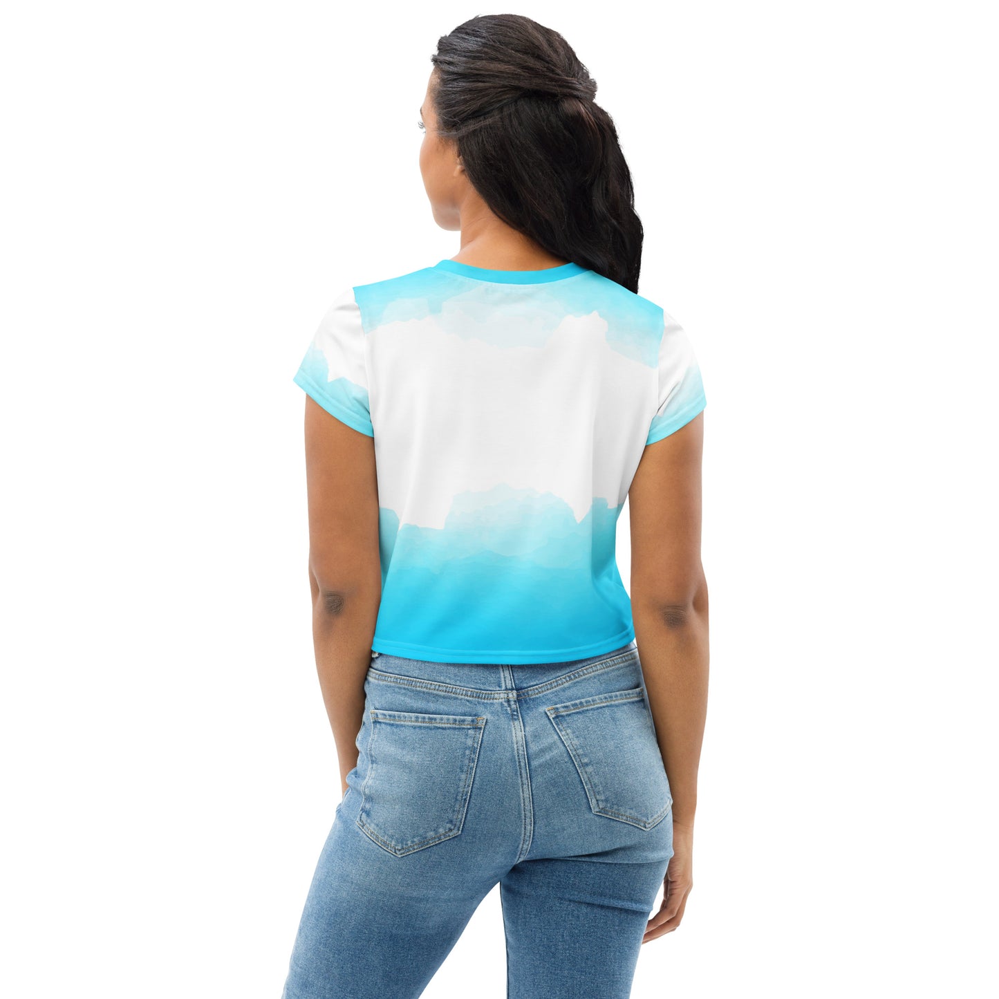 White and Aqua Crop Tee