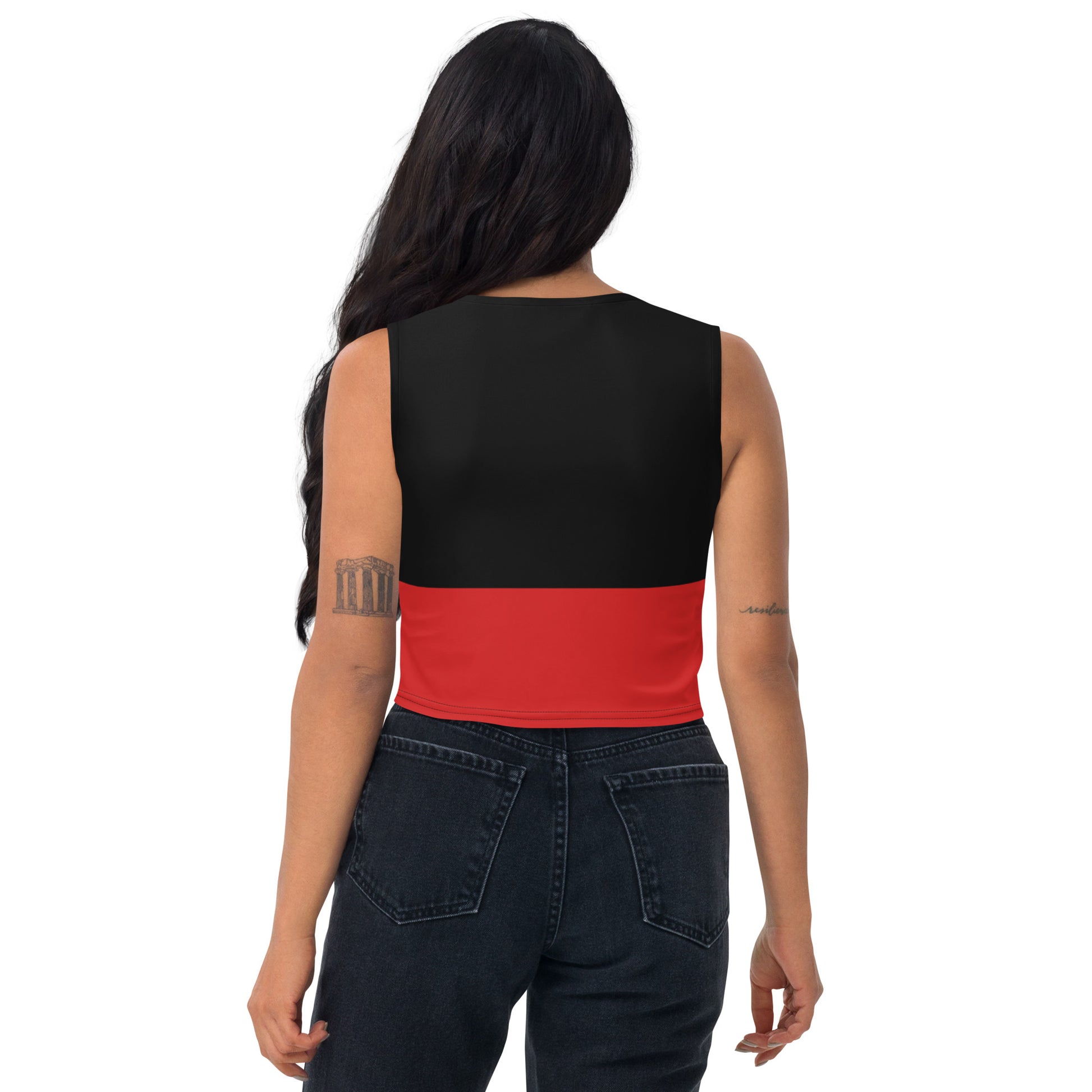 Red and black crop top