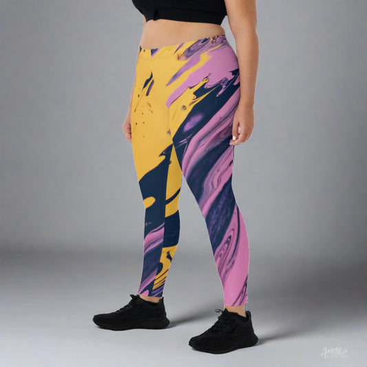 Purplish Pink Multi-Color Leggings