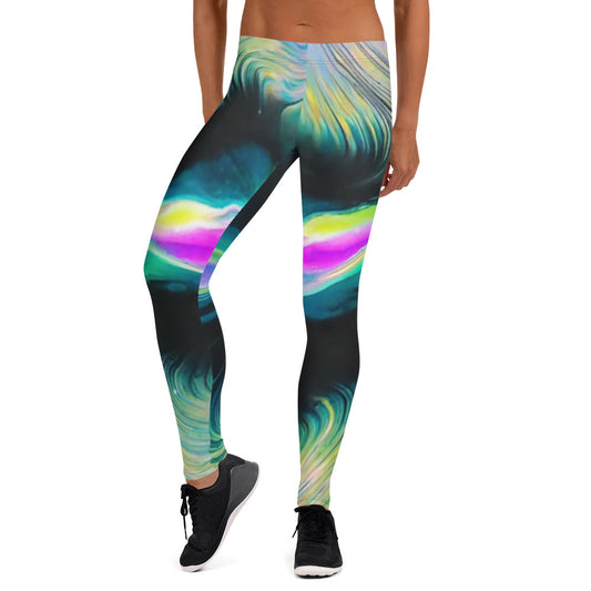 Blue Green Black Multi-Color Leggings