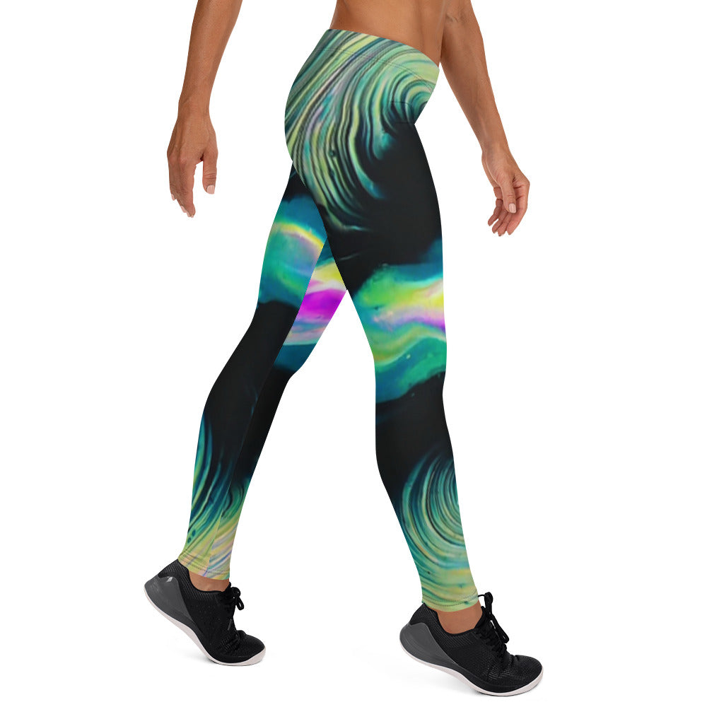 Blue Green Black Multi-Color Leggings