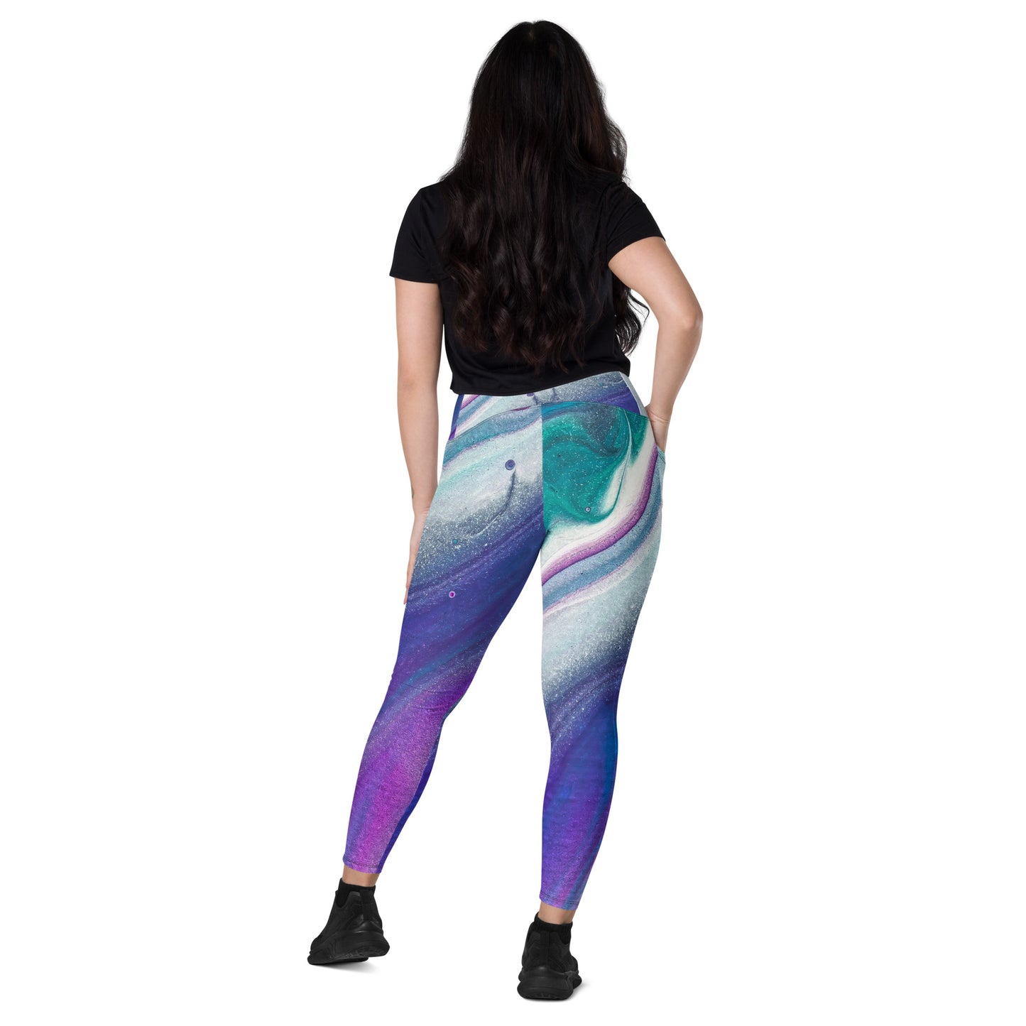 Purple and Blue Abstract Leggings with Pockets