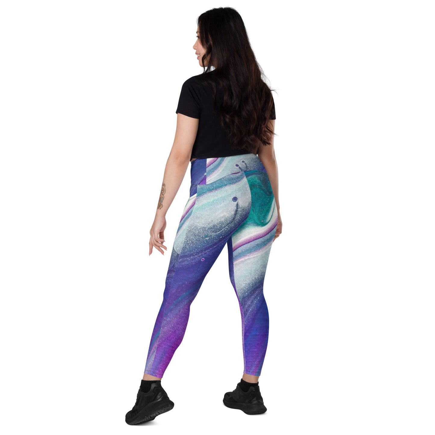 Purple and Blue Abstract Leggings with Pockets