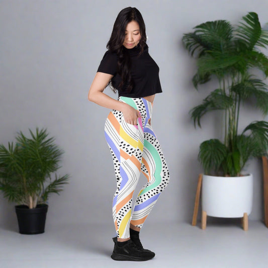 Leggings with Pockets - Multi-Color Abstract