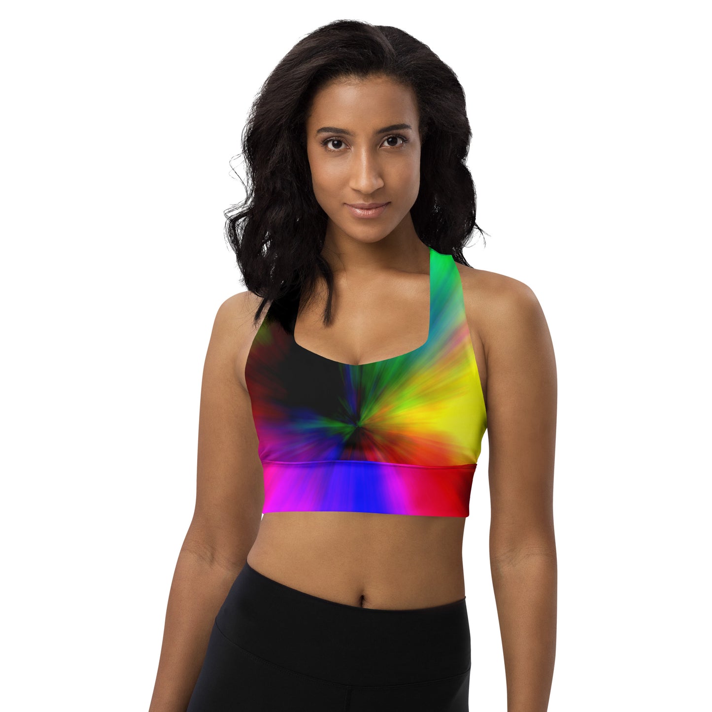 Tie-Dye Multi-Colored Longline Sports Bra