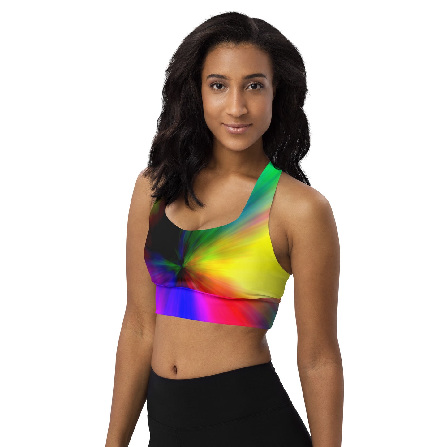 Tie-Dye Multi-Colored Longline Sports Bra