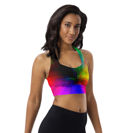 Tie-Dye Multi-Colored Longline Sports Bra