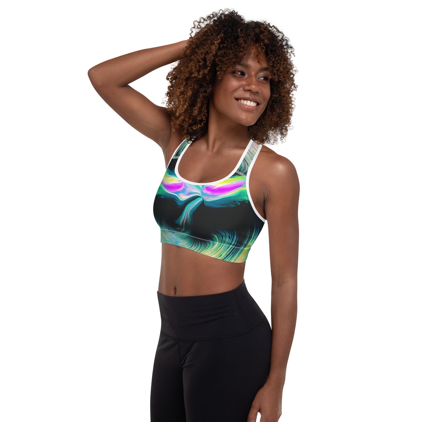 Blue Pink Black Padded Sports Bra