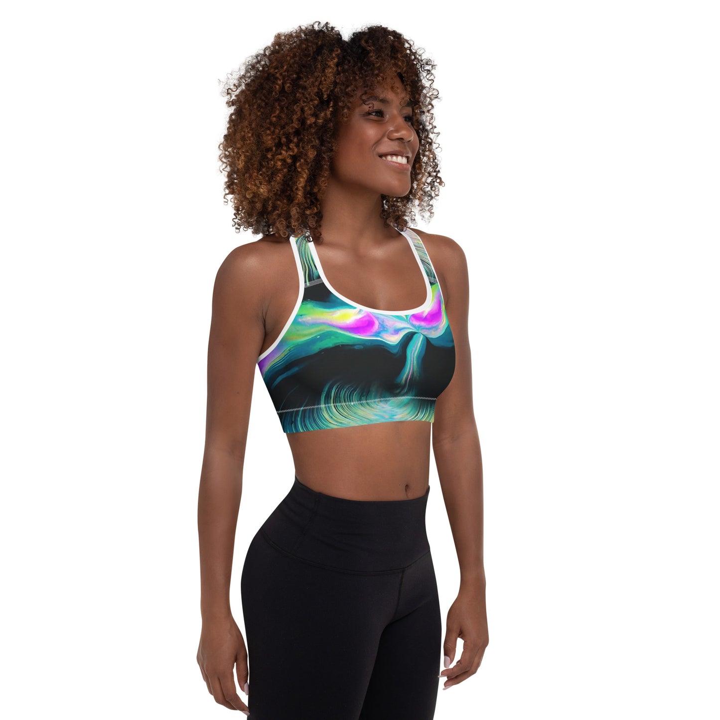 Blue Pink Black Padded Sports Bra