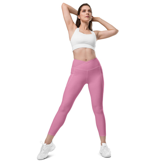 Pink Crossover Leggings with Pockets