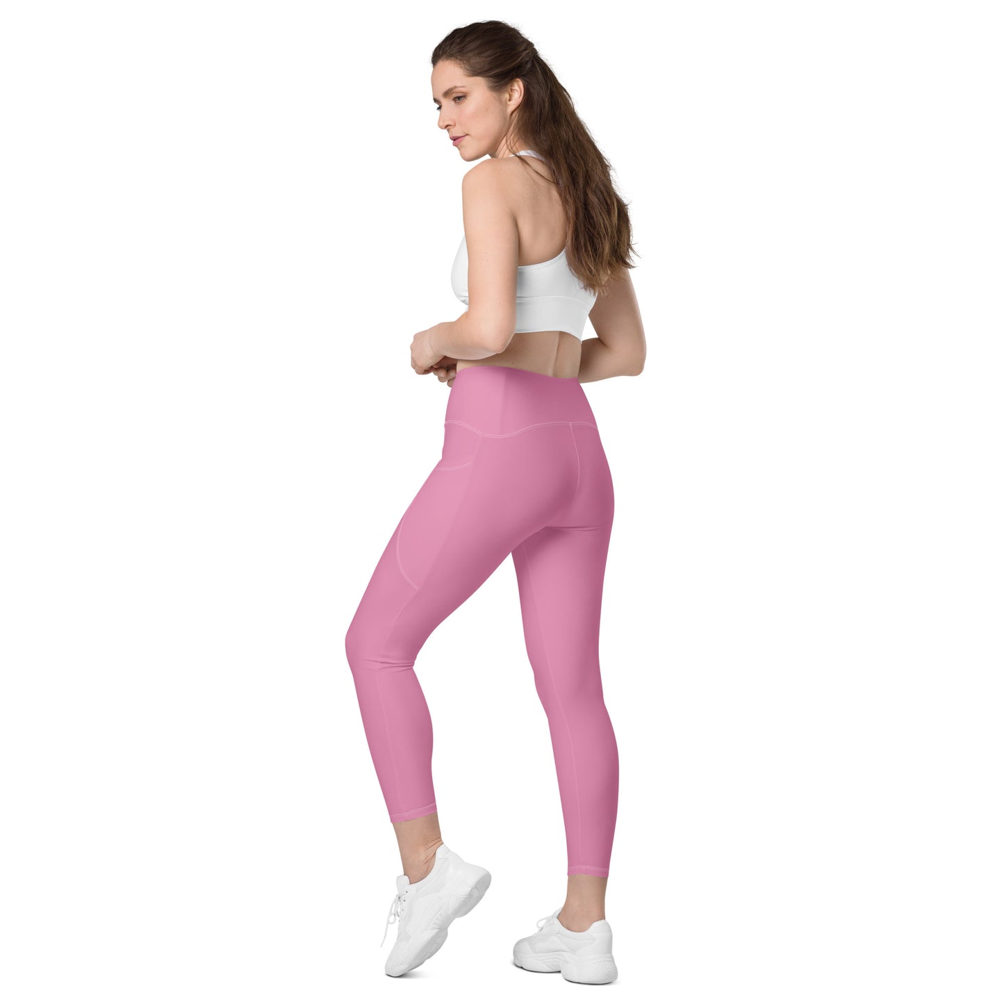 Pink Crossover Leggings with Pockets