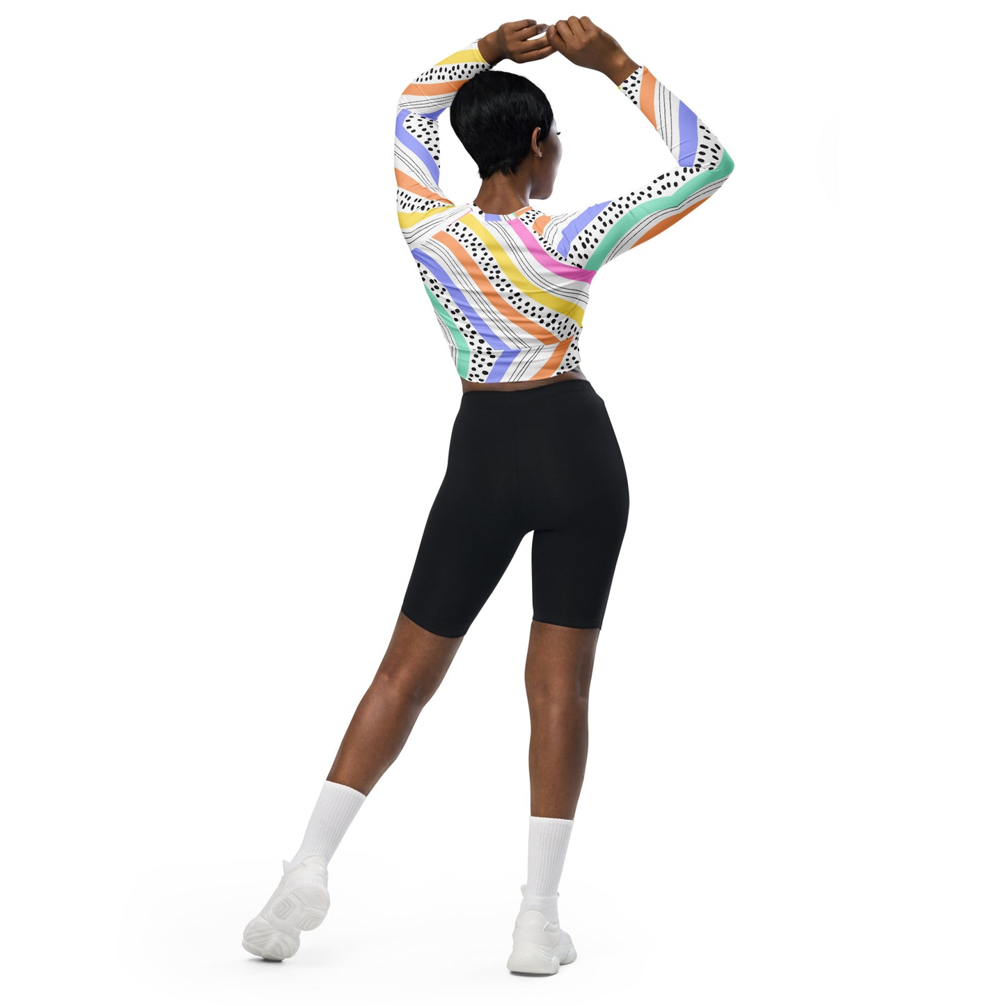 Pink Abstract Recycled Long-Sleeve Crop Top