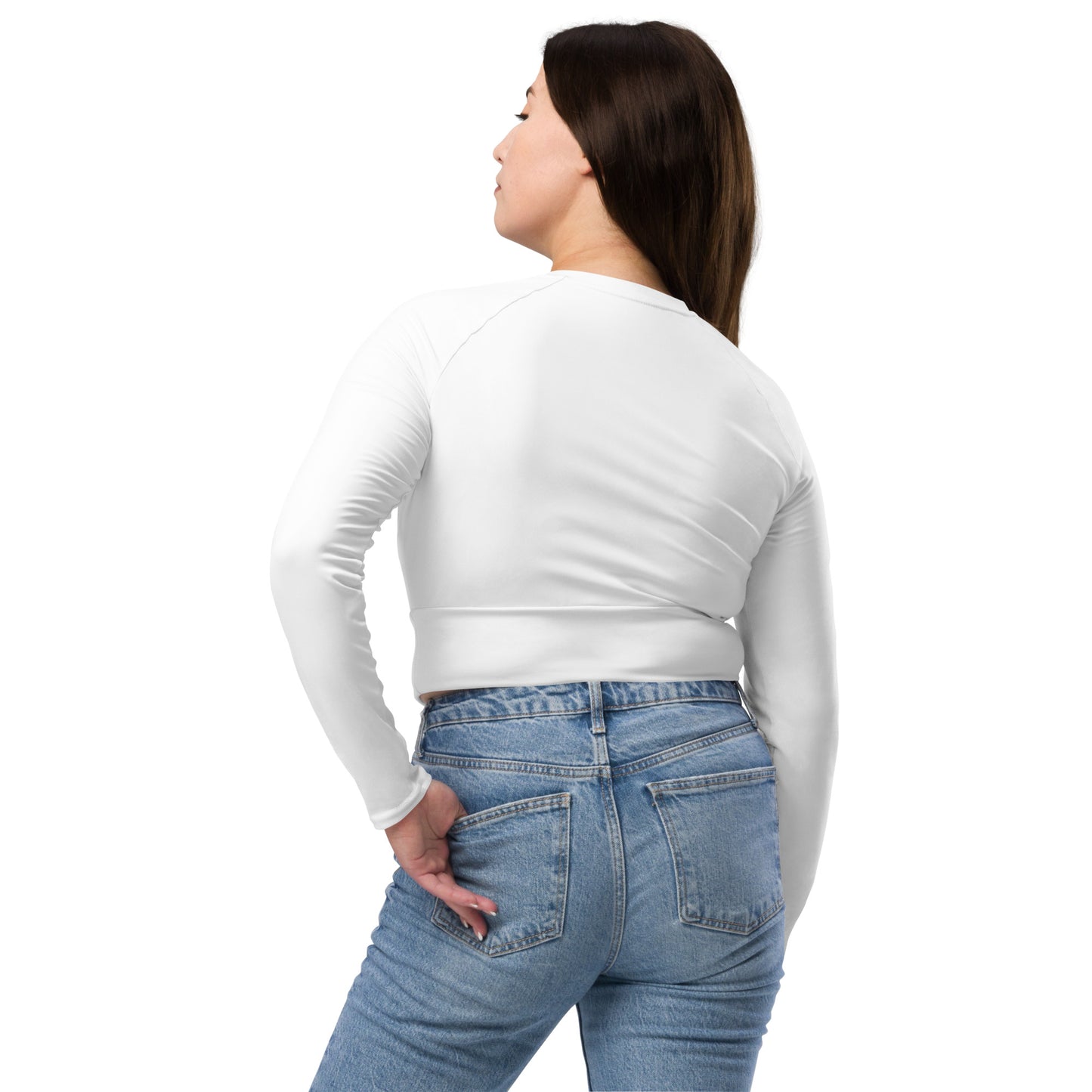 White Recycled Long-Sleeve Crop Top