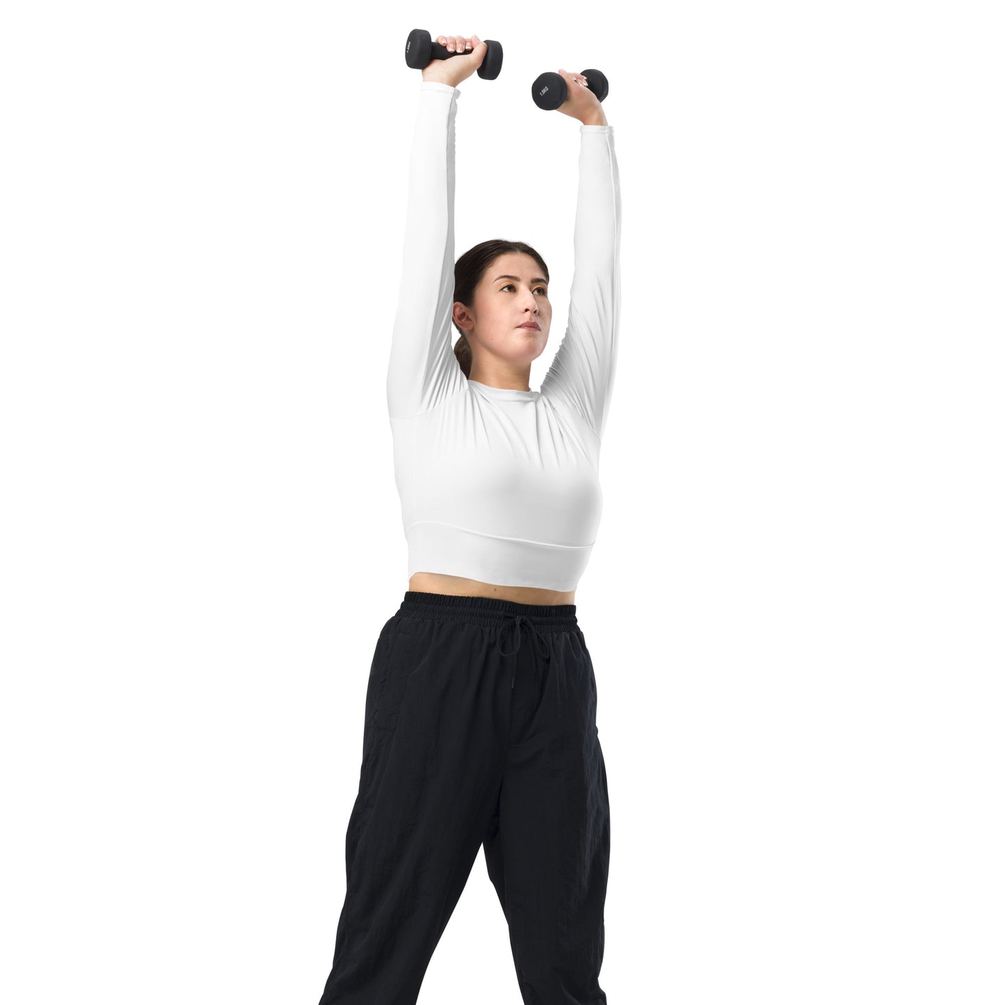White Recycled Long-Sleeve Crop Top